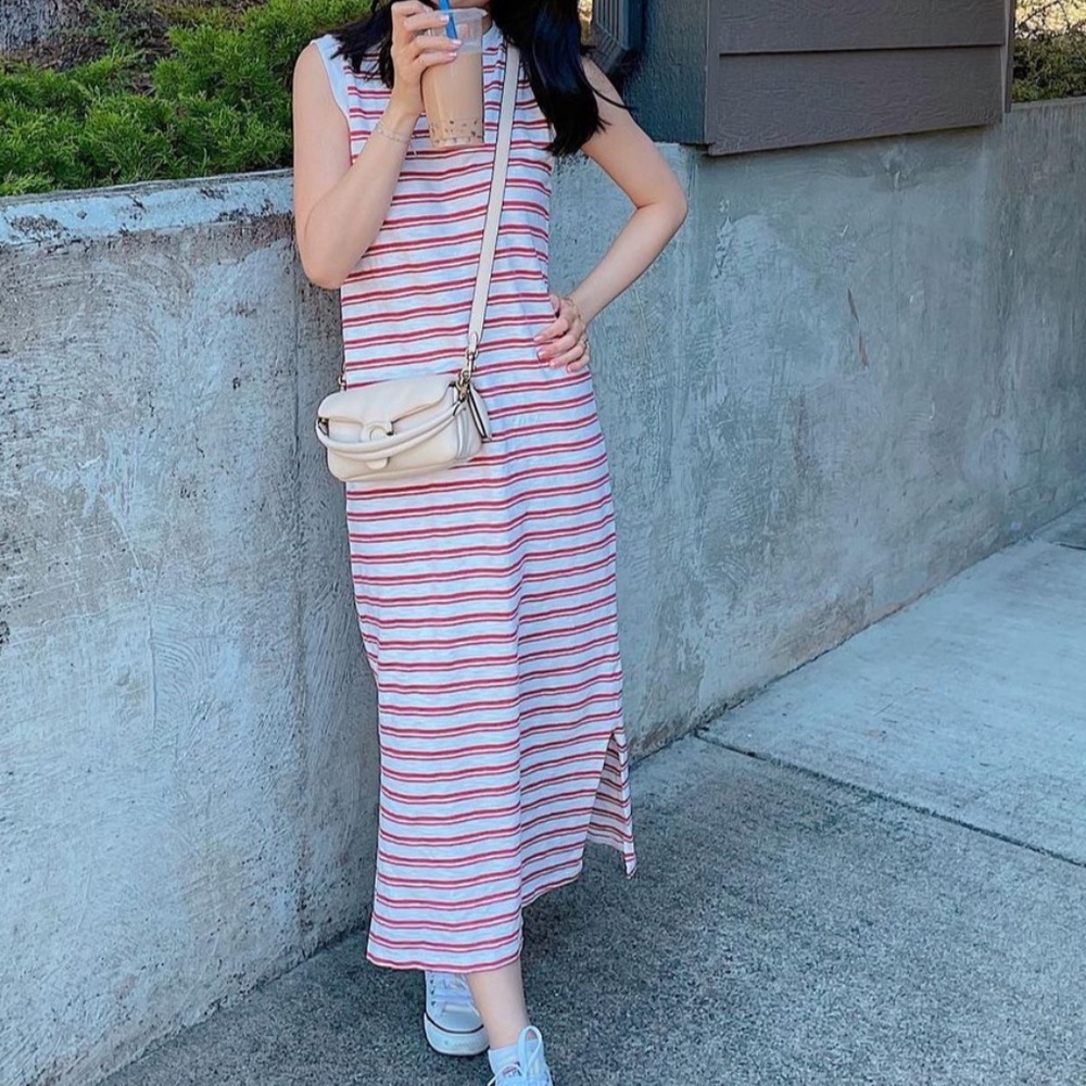 Target Universal Thread Striped Dress_XS_Red/cream - Picture 2 of 4